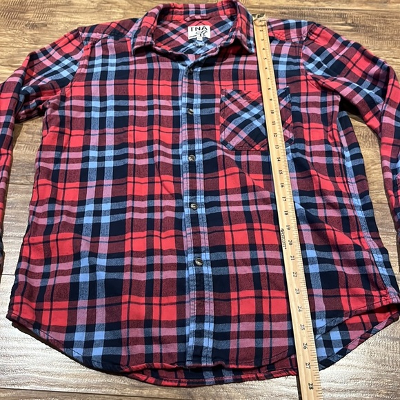 TNA soft plaid long sleeve button down oversized top - Picture 9 of 10